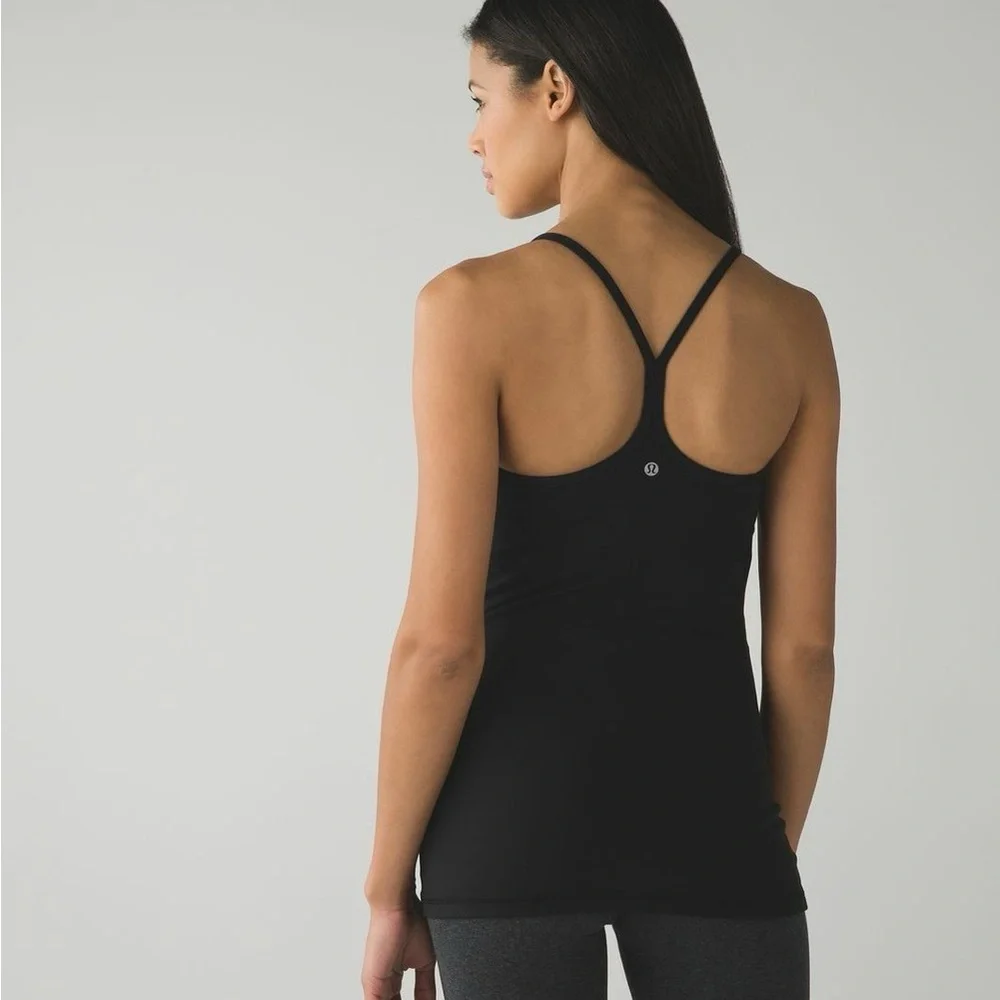 lululemon athletica power Y Black Sports tank with Bra - Picture 1 of 4
